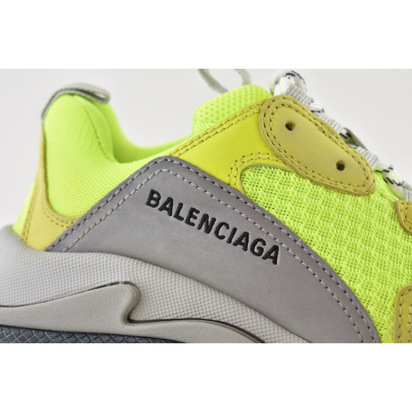 Balenciaga Triple S Mens Jaune Neon Yellow Grey Speed Flat Trainer Sneaker 39 6 - Picture 4 of 10